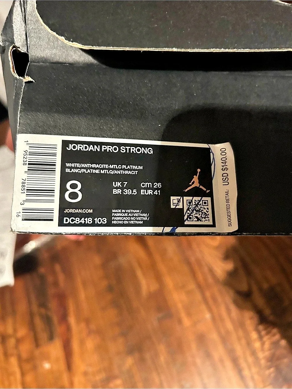 Jordan Pro Strong White & Gray Sneakers US 8 Like New